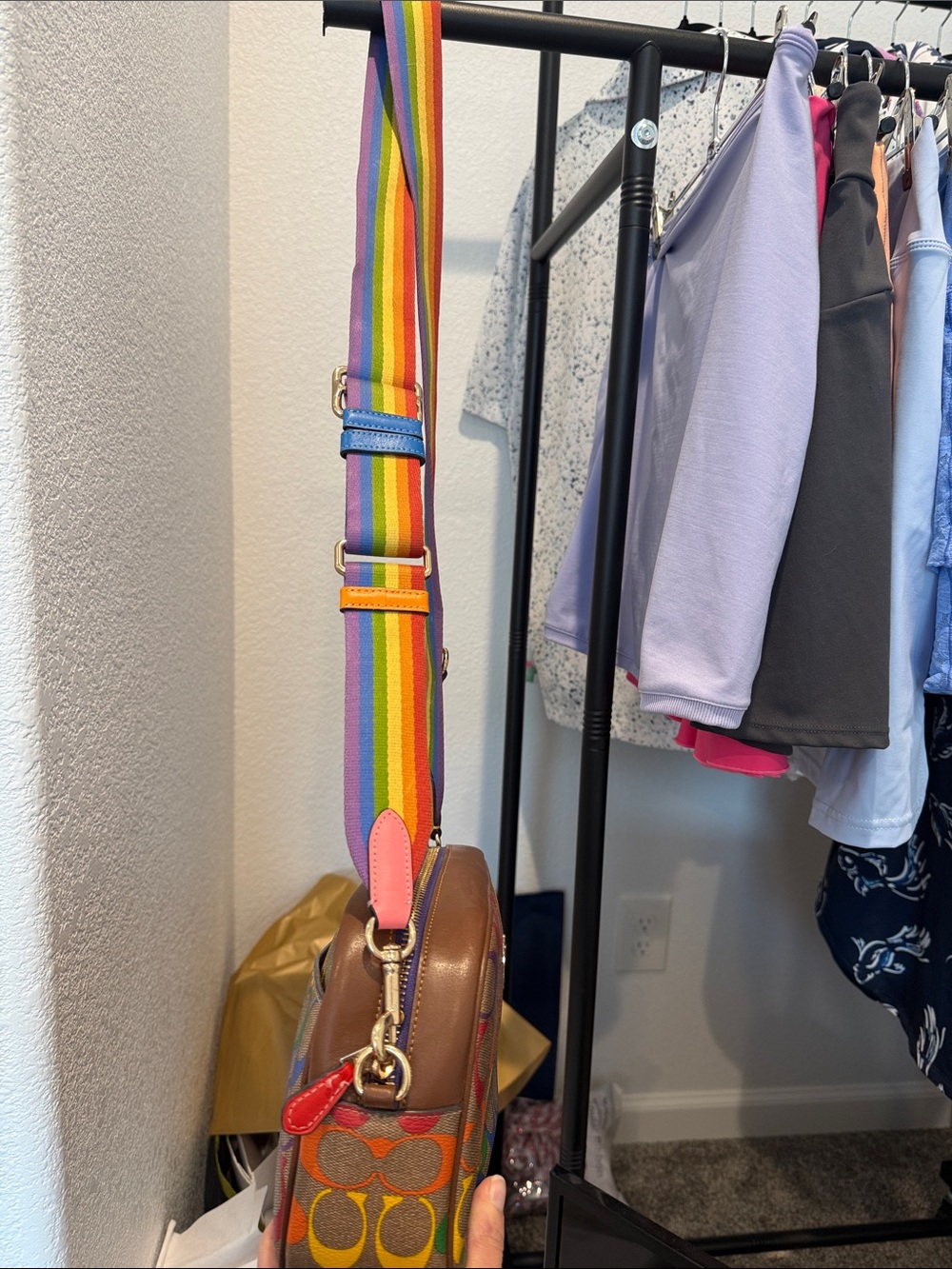 Coach Rainbow Signature Crossbody Bag - Brown Multicolor - Picture 3 of 8